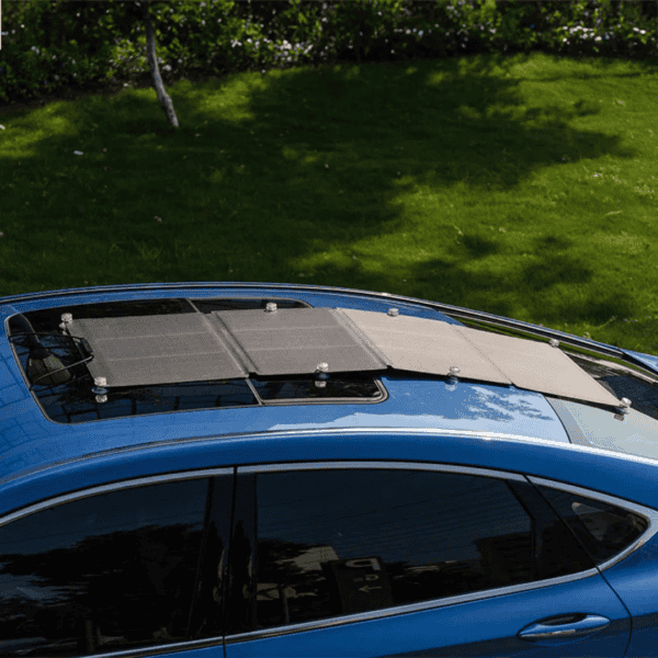 EcoFlow 110W opvouwbaar zonnepaneel in buitenomgeving met direct zonlicht