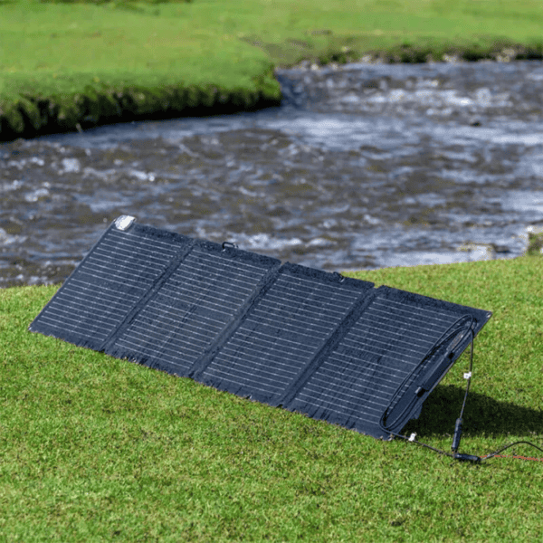 EcoFlow 110W opvouwbaar zonnepaneel volledig uitgeklapt