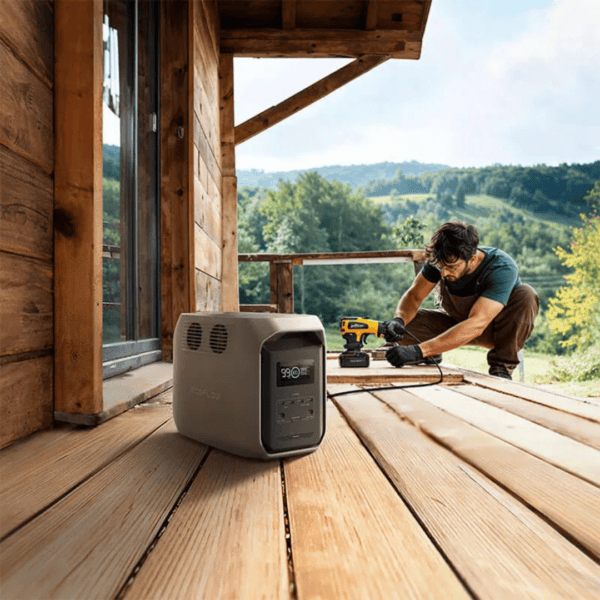 EcoFlow DELTA 3 powerstation in gebruik tijdens een kampeertrip in de natuur