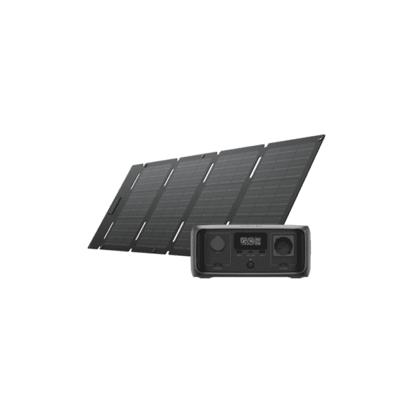 EcoFlow RIVER 3 UPS en 45W zonnepaneel naast elkaar als bundel