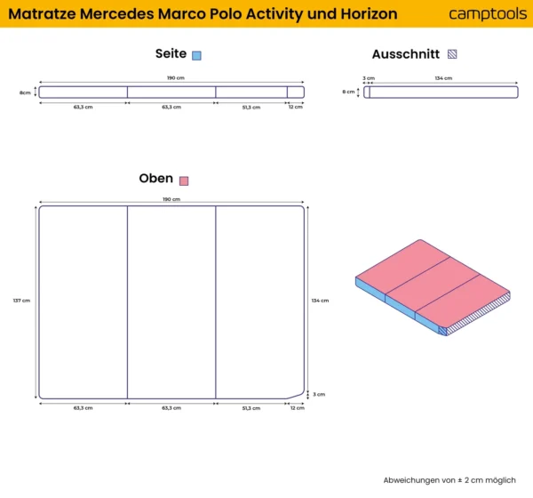 CampTools Premium Vouwmatras Mercedes Marco Polo W447 productfoto 9