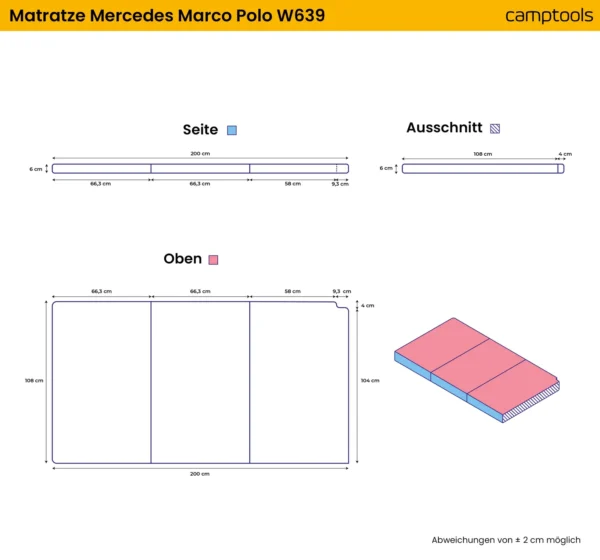 CampTools Opvouwbaar Matras Mercedes Marco Polo W639 productfoto 8