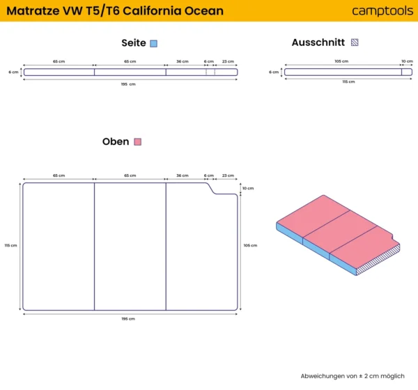 CampTools Opvouwbare Premium Matras VW California Ocean productfoto 8