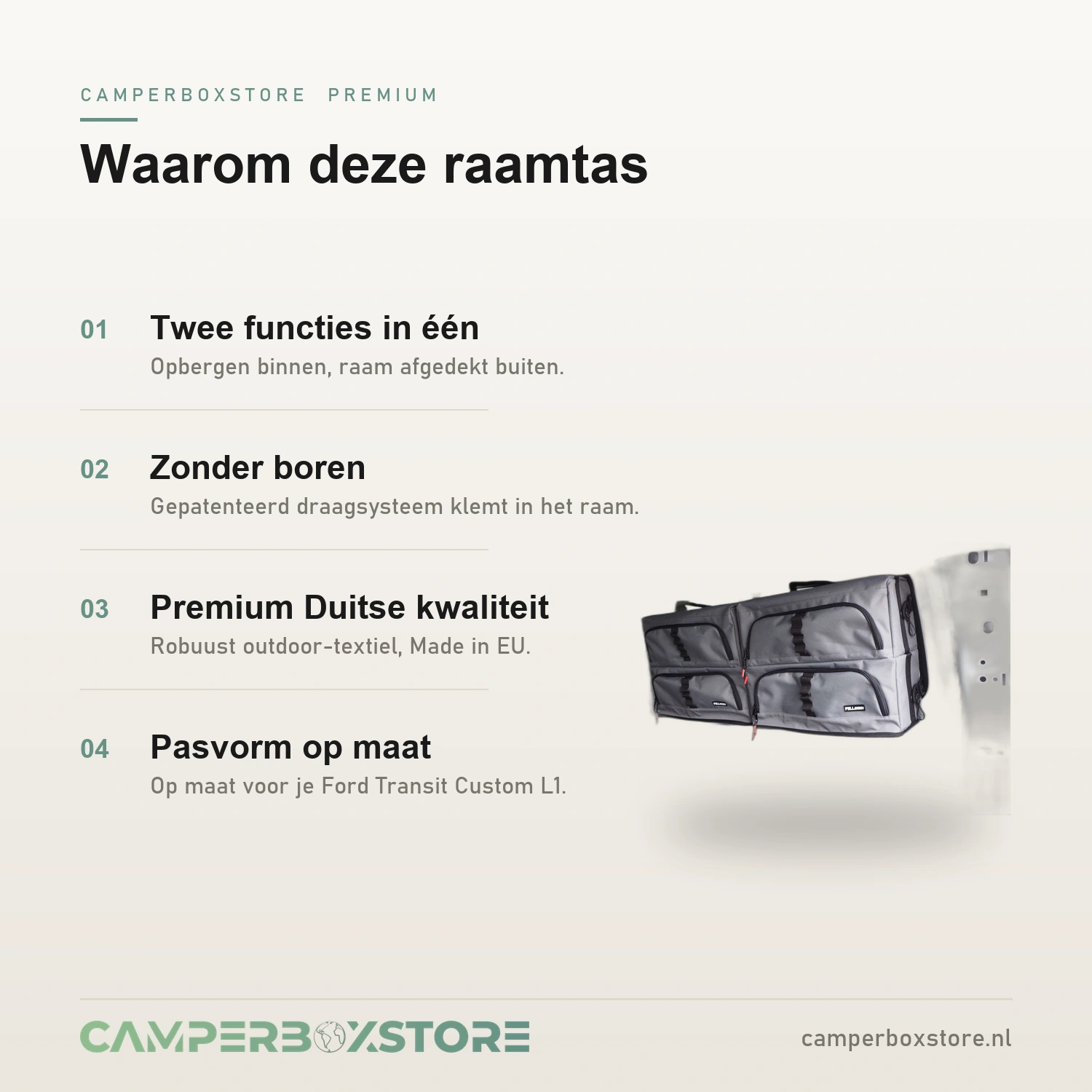 Felleisen raamtas voordelen