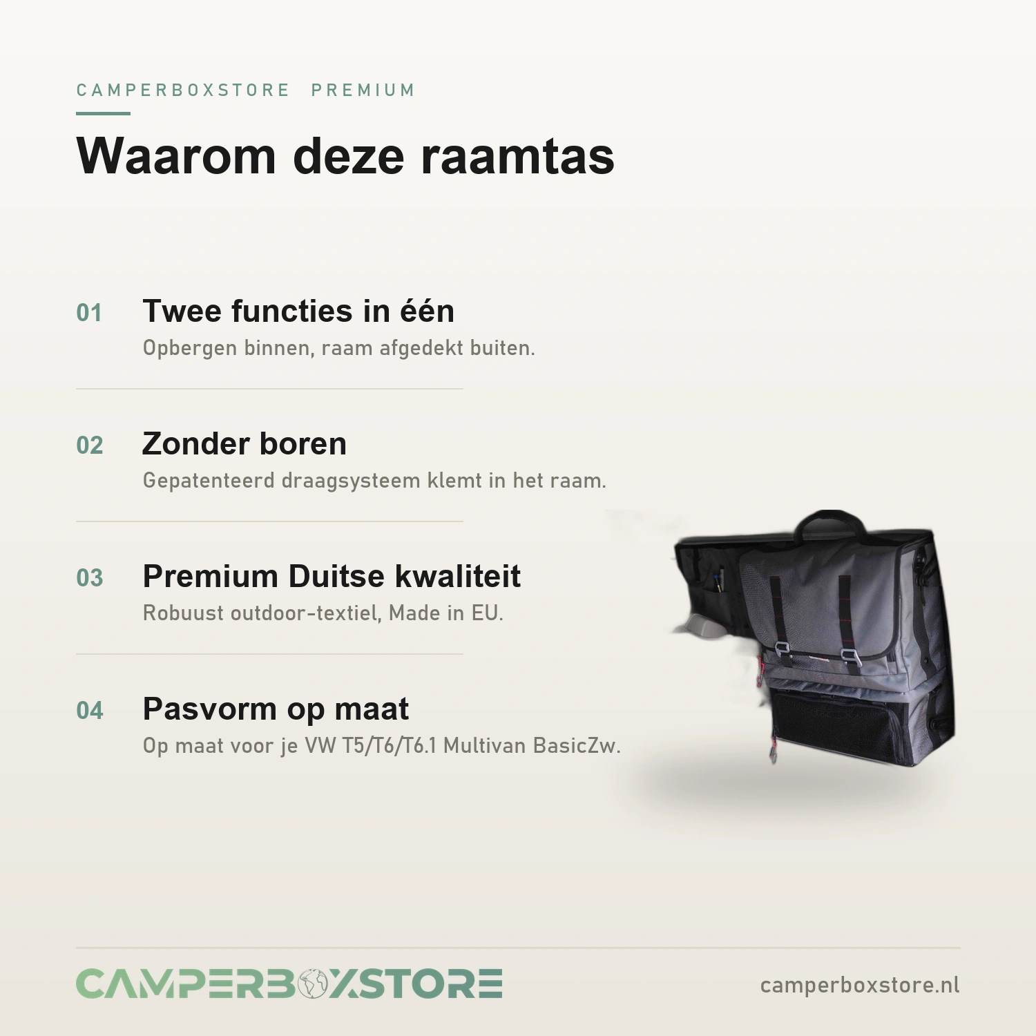 Felleisen raamtas voordelen