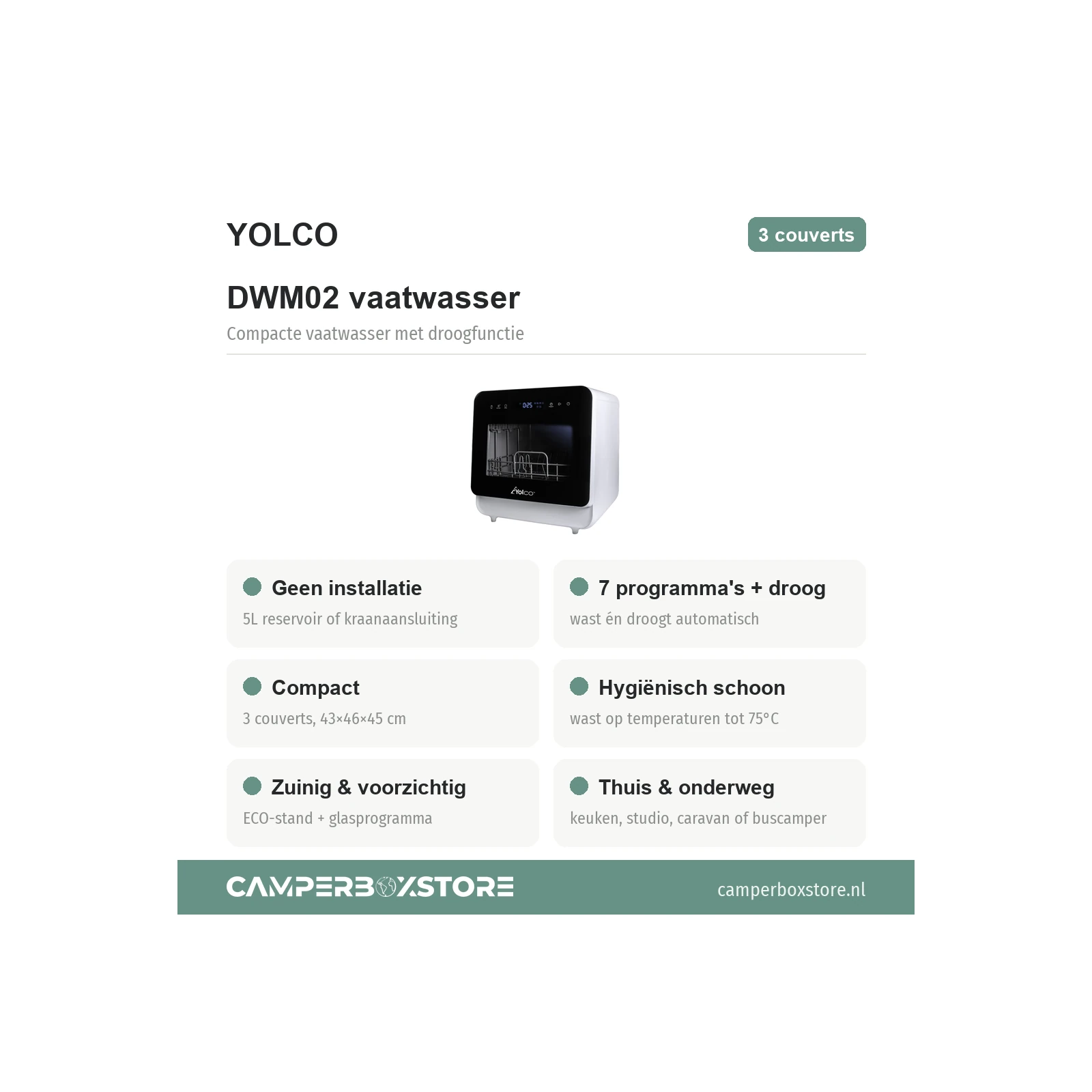 YOLCO DWM02 mini vaatwasser met droogfunctie - Afbeelding 3