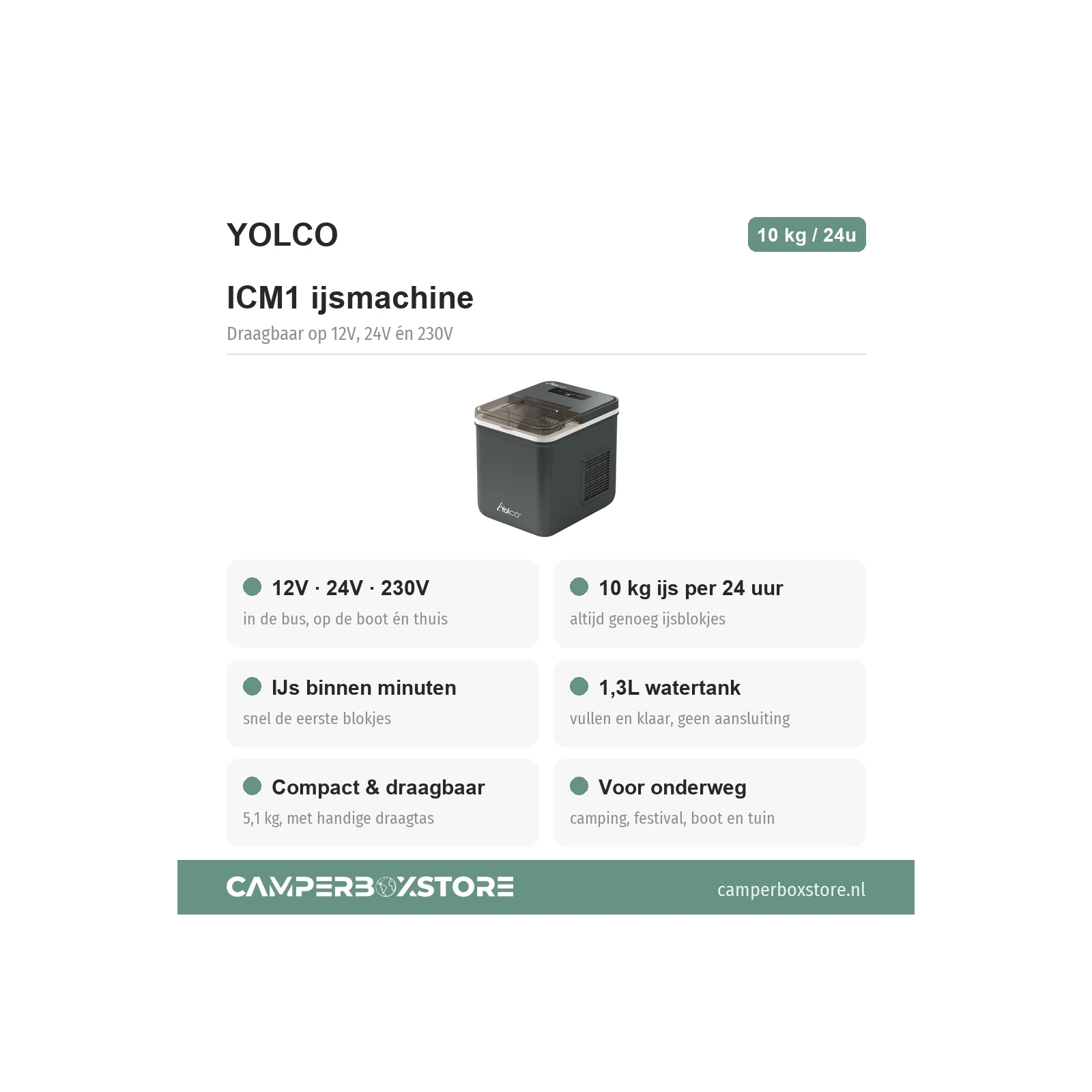YOLCO ICM1 ijsblokjesmachine 12V/24V/230V draagbaar - Afbeelding 3